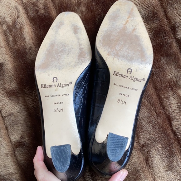 ETIENNE AIGNER 8-1/2M Black “Croc” Pumps Spain - Picture 5 of 9